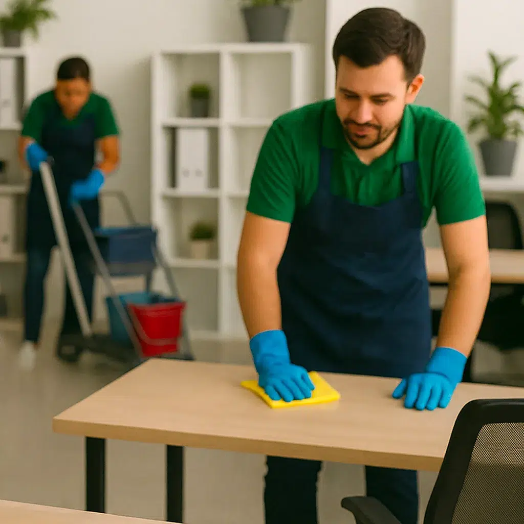 Indoor hygienische antibacteriele folie aangebracht op een de werkbladen in een kantoor AMS Antwerpen
